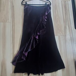 Lauren Ralph Lauren Velvet Paisley Deep Purple Skirt Womans S